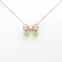 K18YG リボン ダイヤモンドネックレス