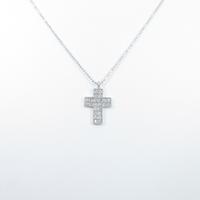 K18WG クロス ダイヤモンドネックレス