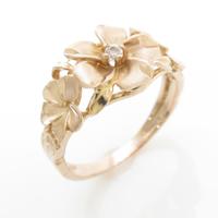 14KPG フラワー キュービックリング