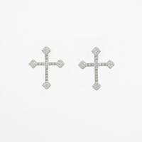 【リメイク】K18WG クロス ダイヤモンドピアス
