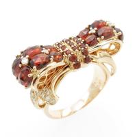 K18PG リボン ガーネットリング