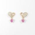 K18PG ハート ピンクサファイヤピアス