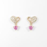 K18PG ハート ピンクサファイヤピアス