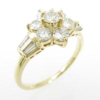 K18YG フラワー ダイヤモンドリング