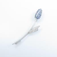 K18WG フラワー サファイヤブローチ