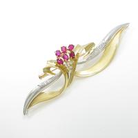 K18YG／PT ルビーブローチ