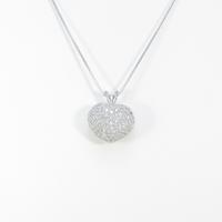 K18WG ハート パヴェ ダイヤモンドネックレス