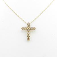 K18YG クロス ダイヤモンドネックレス