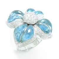 750WG フラワー ブルートパーズリング