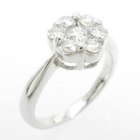 K18WG フラワー ダイヤモンドリング