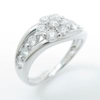 K18WG フラワー ダイヤモンドリング