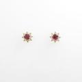 K18YG フラワー ルビーピアス