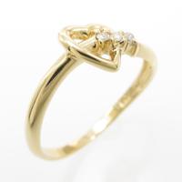 K18YG ハート ダイヤモンドリング
