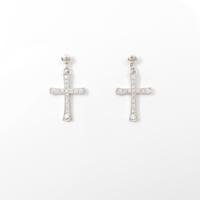 K18WG クロス ダイヤモンドピアス