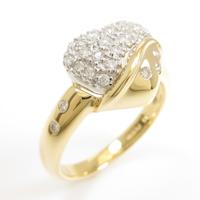 K18YG／PT ハート ダイヤモンドリング