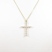 585YG／K18YG クロス ダイヤモンドネックレス