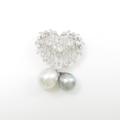 K18WG 2WAY ハート パールブローチ