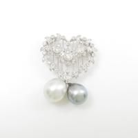 K18WG 2WAY ハート パールブローチ