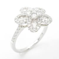 K18WG フラワー ダイヤモンドリング