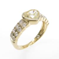 K18YG ハート ダイヤモンドリング