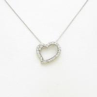 K18WG ハート ダイヤモンドネックレス