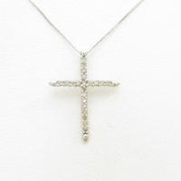 K18WG クロス ダイヤモンドネックレス
