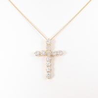 K18YG クロス ダイヤモンドネックレス