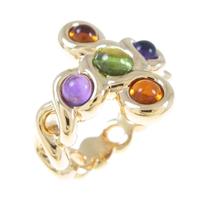 シャネル クロス カラーストーンリング