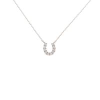 K18PG ホースシュー ダイヤモンドネックレス