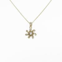 14KYG／585YG フラワー キュービックネックレス