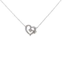 K10WG ハート ダイヤモンドネックレス