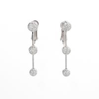 K18WG／K14WG スリーストーン ダイヤモンドイヤリング