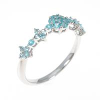 K18WG フラワー トルマリンリング