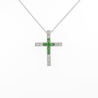 K18WG クロス グリーンガーネットネックレス