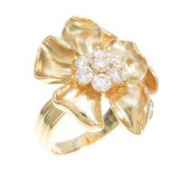 K18YG フラワー ダイヤモンドリング
