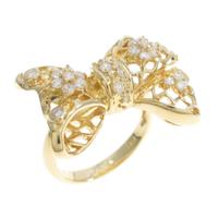 K18YG リボン ダイヤモンドピンキーリング