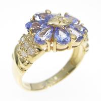 K18YG フラワー タンザナイトリング