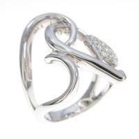 K18WG ハート ダイヤモンド ピンキーリング