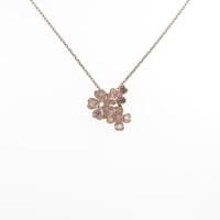 K18PG 2WAY フラワー ピンクサファイヤネックレス