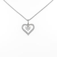 750WG ハート ダイヤモンドネックレス
