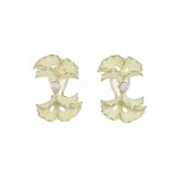 K18YG イチョウ ダイヤモンドイヤリング