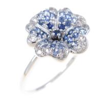 K18WG フラワー サファイヤリング