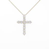 K18YG クロス ダイヤモンドネックレス