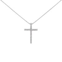 K18WG クロス ダイヤモンドネックレス