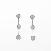 K18WG スリーストーン ダイヤモンドピアス