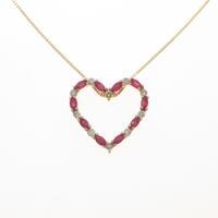 14KYG／14KWG／K18YG ハート ルビーネックレス