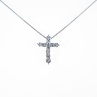 K18WG クロス ダイヤモンドネックレス