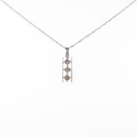 K18WG スリーストーン ダイヤモンドネックレス