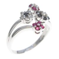 K18WG フラワー ルビーリング