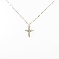 K18YG クロス ダイヤモンドネックレス